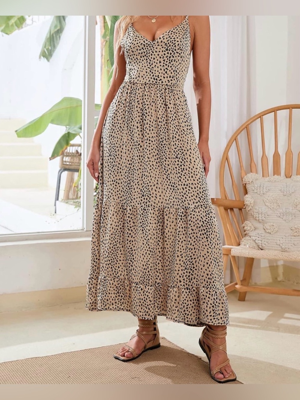 Cupshe Life on the Beach Animal Print Slip Dress Medium Backless
